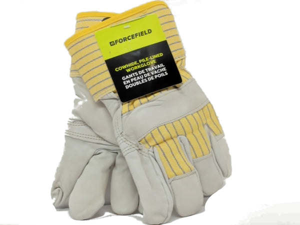 Work Gloves Large Cowhide Pile-lined Forcefield