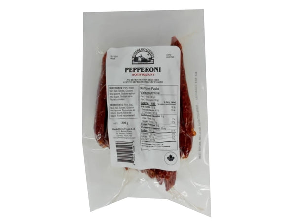 Waterloo County Pepperoni Sticks 4" Hot 300g. (Or 2/$9.99)