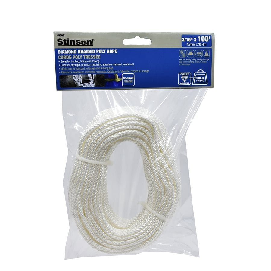 8-Carrier Diamond Braided Poly Rope 3 / 16in x 100ft - Brantford Surplus