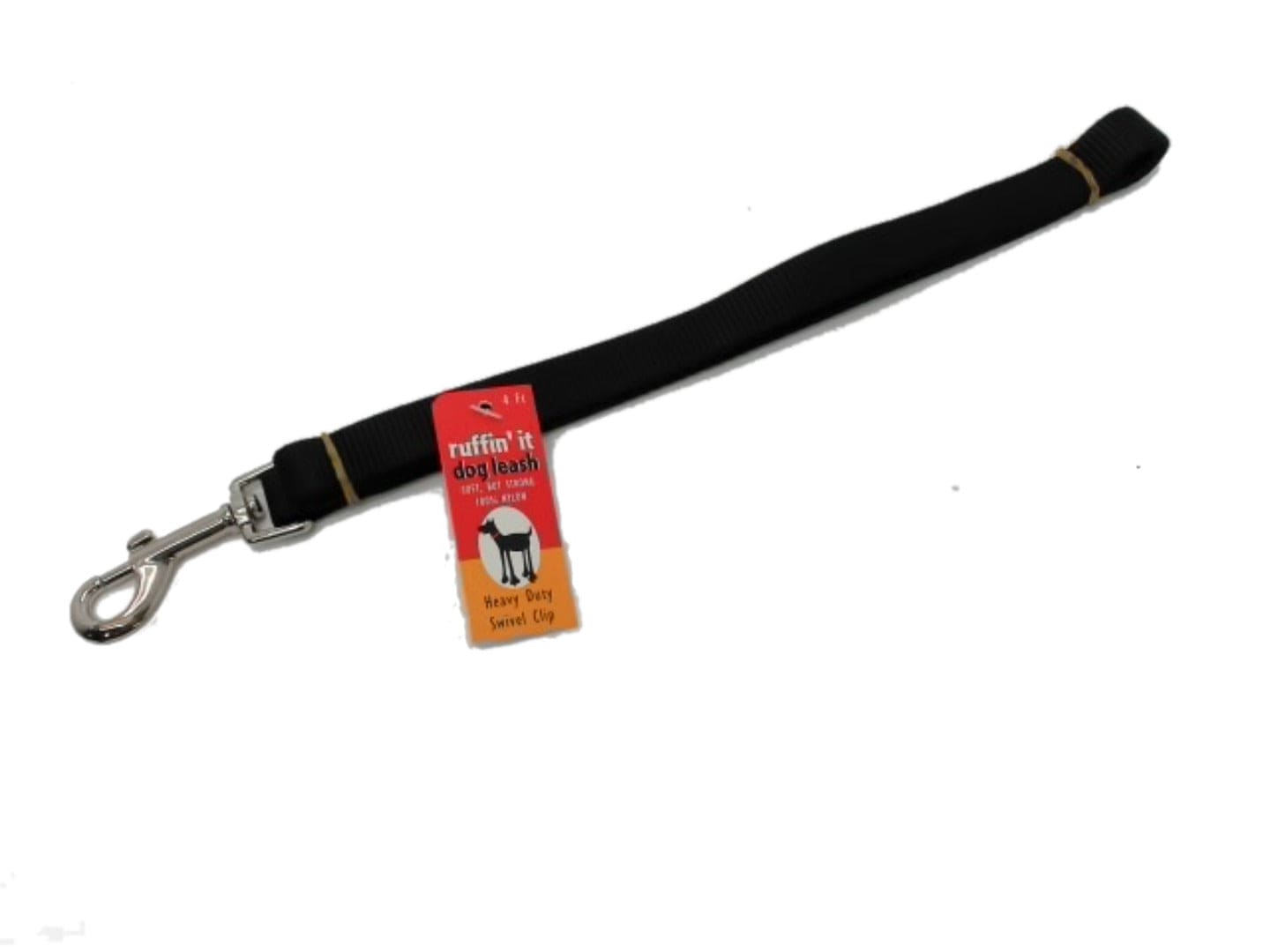 Dog Leash 4' Black Nylon Heavy Duty Swivel Clip Ruffin' It - Brantford Surplus