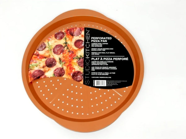 Perforated Pizza Pan 12" Round Carbon Steel Copper Studiokitchen