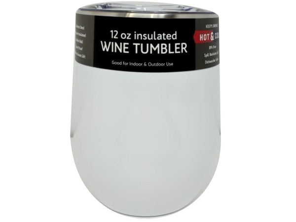 Wine Tumbler 12oz. White Insulated w/Lid