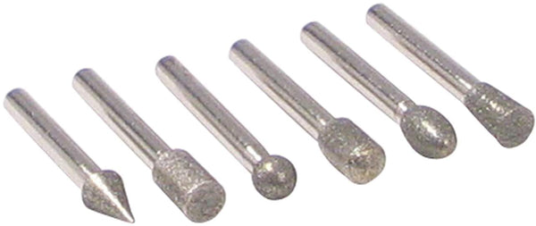 Diamond pionts 6 pc 1/4 shank for use on ceramic, glass, jade, steel to engrave, carve, finish