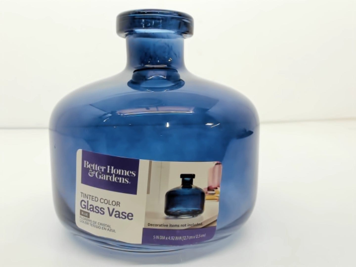 Glass Vase 4.92"x5" Blue Better Homes & Gardens - Brantford Surplus