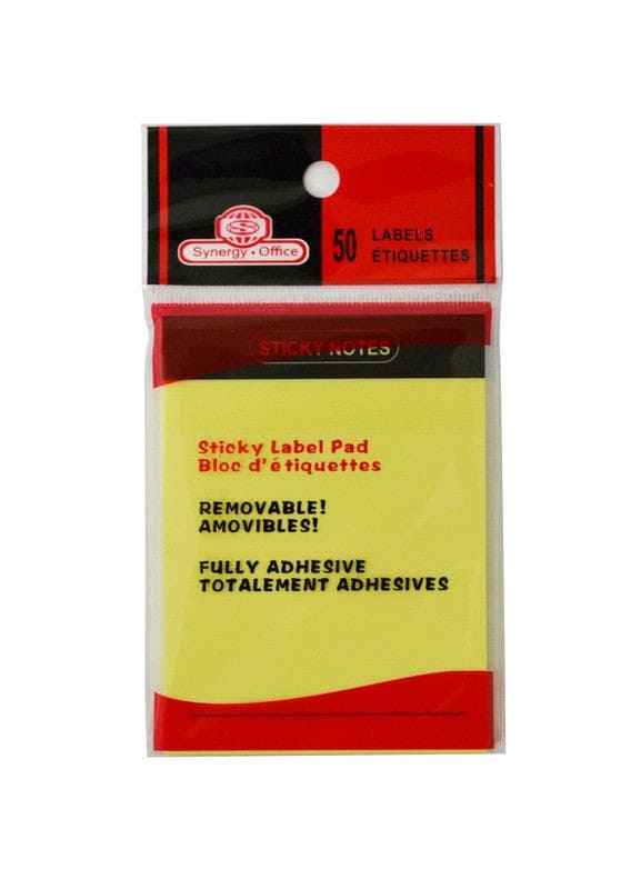 STICKY NOTES POLY 50 3.75"x2.75" LABELS BLK HEADER