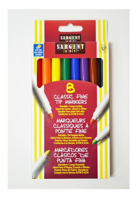 SARGENT 8PK FINE TIP COLOR MARKERS - Brantford Surplus