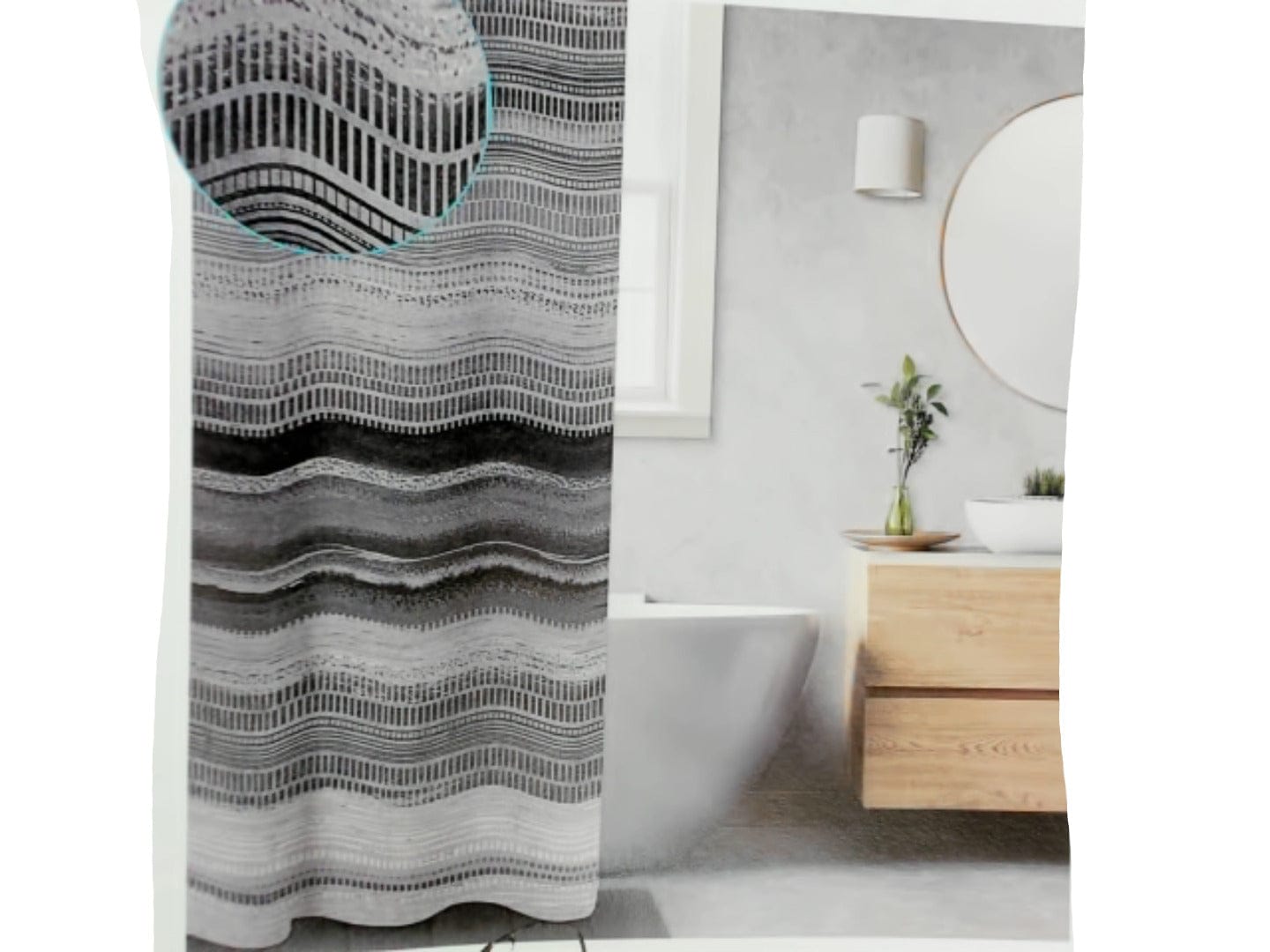 Printed fabric shower curtains 70x72 inch 178x183cm ombre stripes - Brantford Surplus