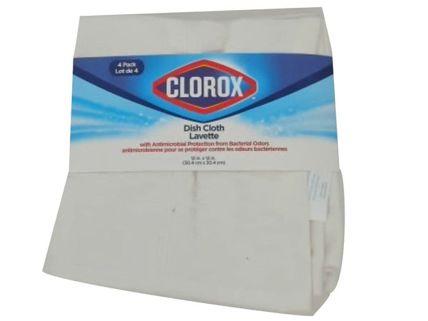 Dish Cloth 4pk. White 12"x12" Clorox(endcap)