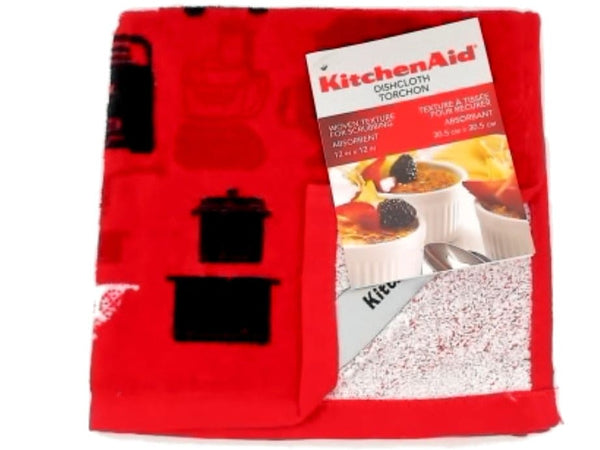 Dishcloth 12"x12" Red Woven Texture Kitchenaid