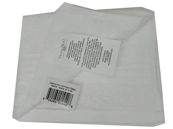 Cotton Hand Towel White 16"x26" Paarizaat