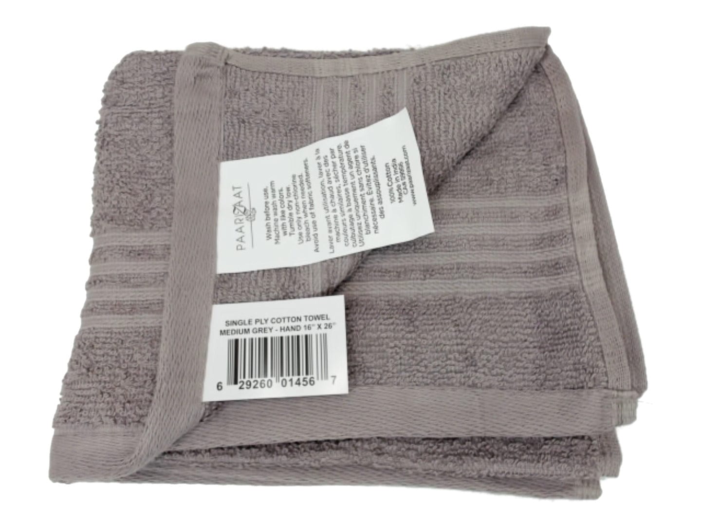 Cotton Hand Towel Medium Grey 16"x26" Paarizaat - Brantford Surplus