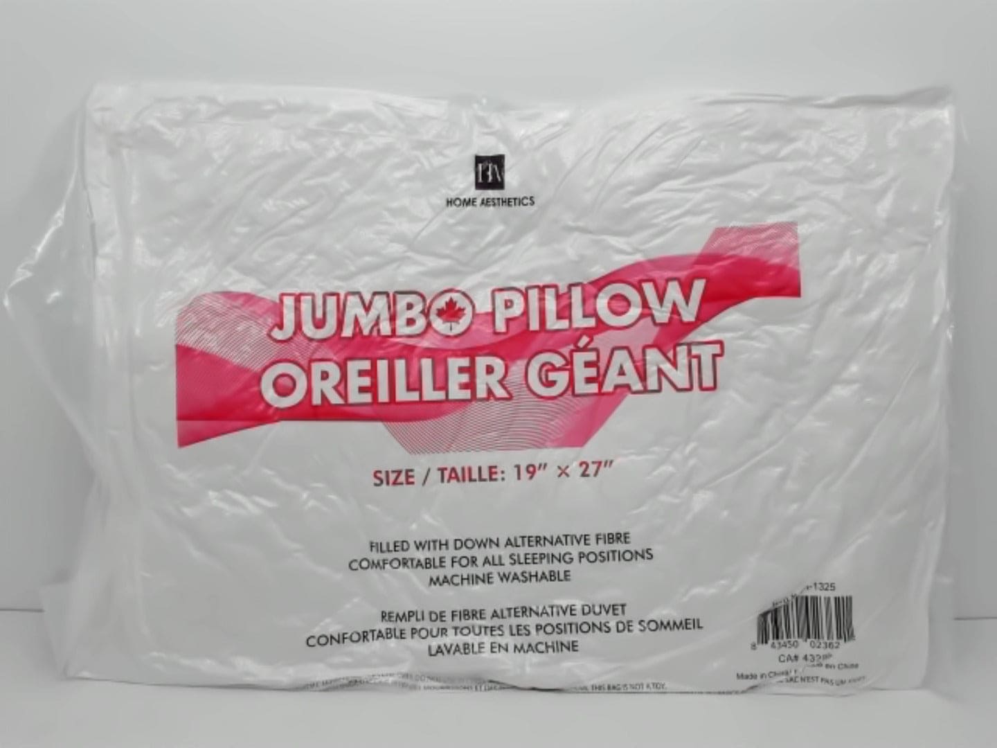 Jumbo Pillow 19" X 27" Home Aesthetics - Brantford Surplus