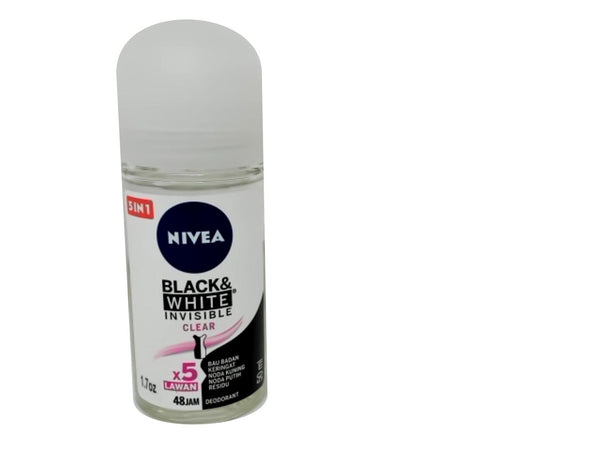 Roll On Deodorant Black & White Invisible Clear 50mL Nivea