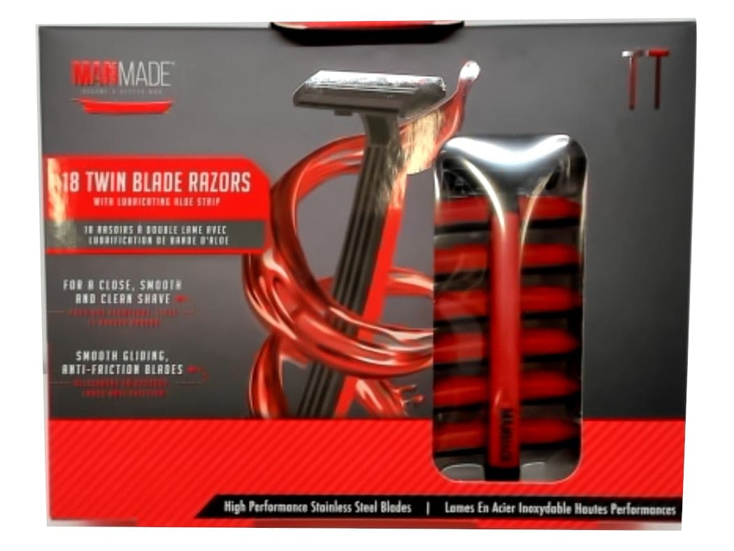 Twin Blade Razors 18pk. w/Aloe Strip Manmade - Brantford Surplus