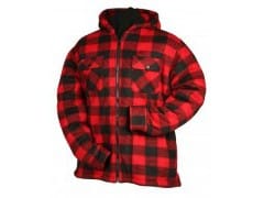 Pile Jacket - hooded - red print - large SPECIAL PRICE - Brantford Surplus