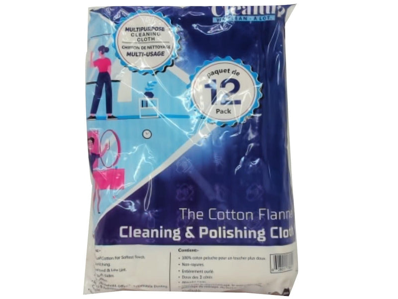 Cleaning & Polishing Cloth 18"x26" 12pk. Cotton Flannel