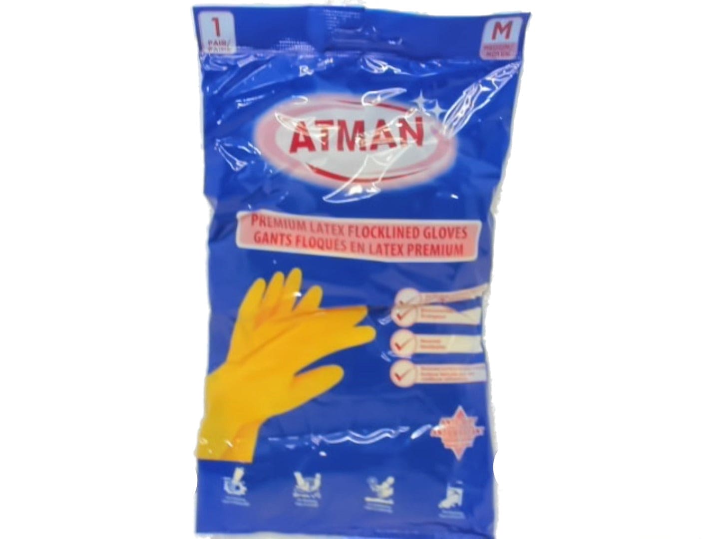 Dishwashing Gloves Medium Premium Latex Flocklined Atman - Brantford Surplus