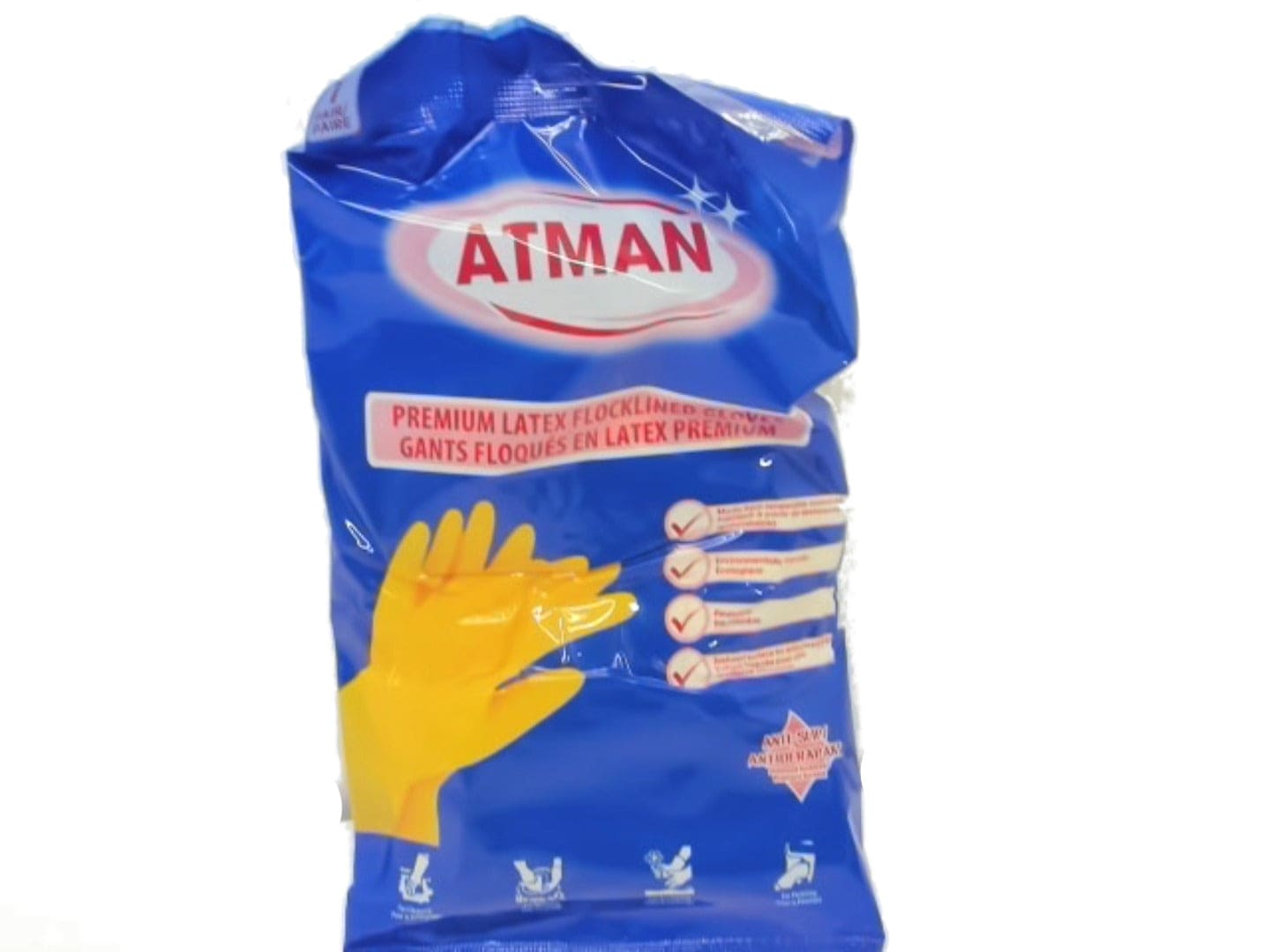 Dishwashing Gloves Large Premium Latex Flockloined Atman - Brantford Surplus