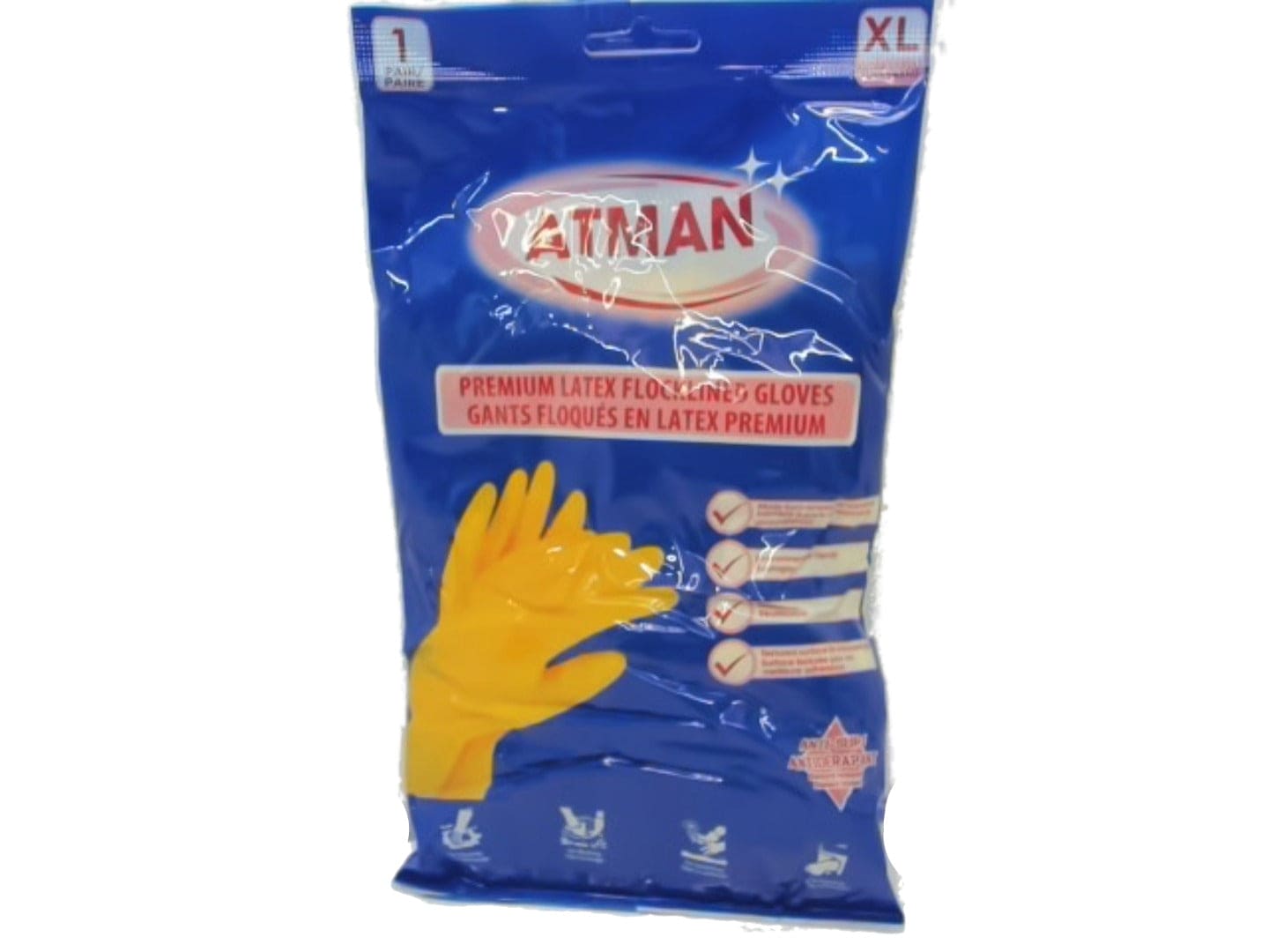 Dishwashing Gloves XL Premium Latex Flocklined Atman - Brantford Surplus