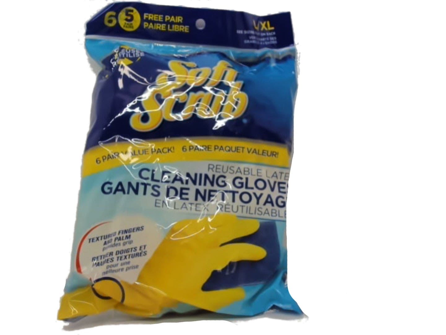 Latex Cleaning Gloves 6pk. Reusable Soft Scrub(endcap) - Brantford Surplus