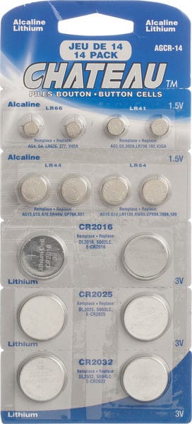 Chateau - AGCR-14 Assorted Alkaline/Lithium Button Batteries 14pk - Brantford Surplus