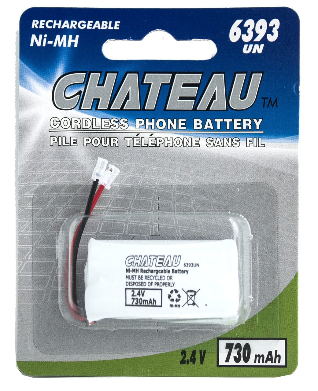 Cordless phone battery 6393 2.4V 730mAh - Brantford Surplus