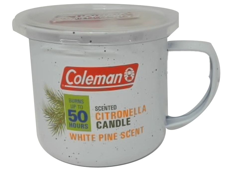 Citronella Candle White Pine Scented 290g. Mug Coleman (endcap) - Brantford Surplus