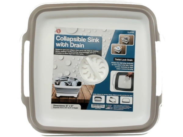 Collapsible Sink With Drain 12" X 12"