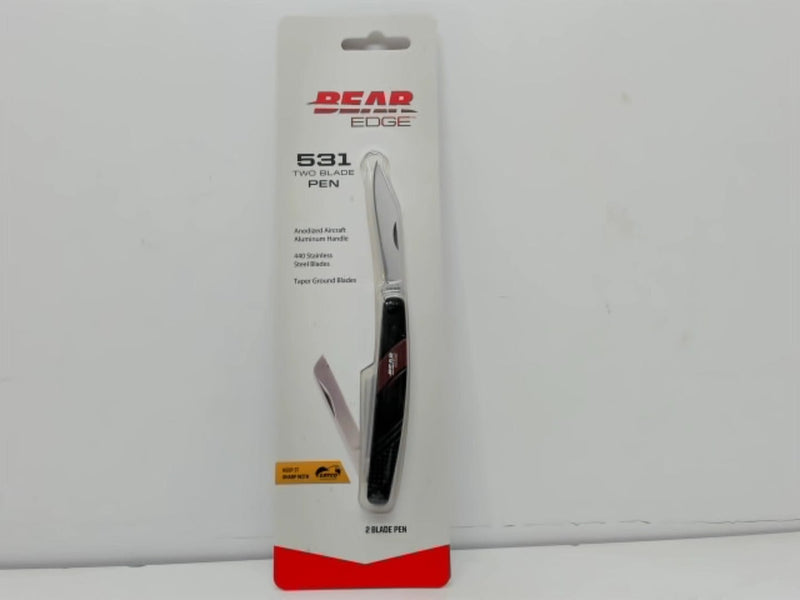 Two Blade Pen Knife 3" Anodized Aircraft Aluminum Bear Edge