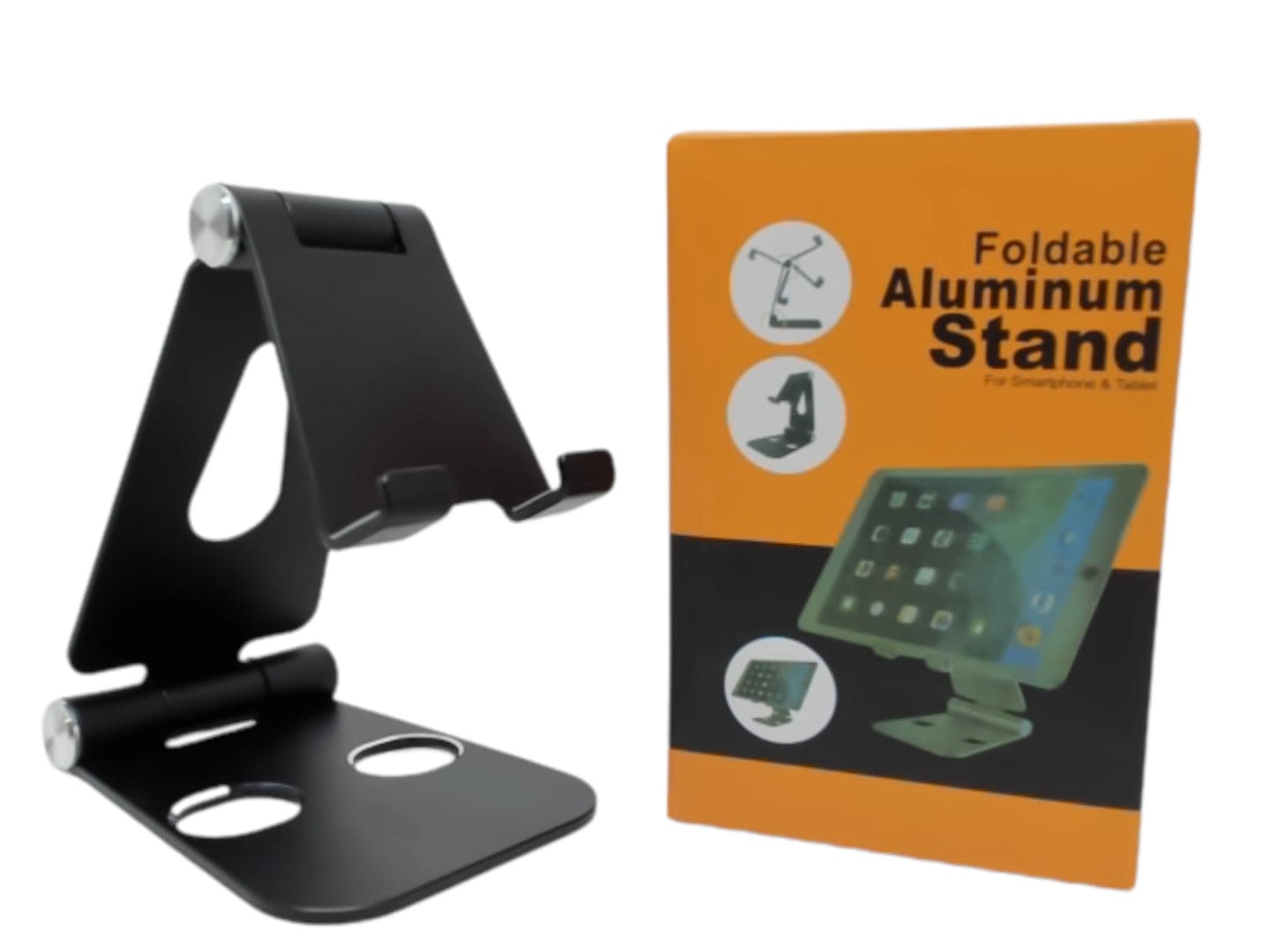 Aluminum stand for phone or tablet - black foldable - Brantford Surplus