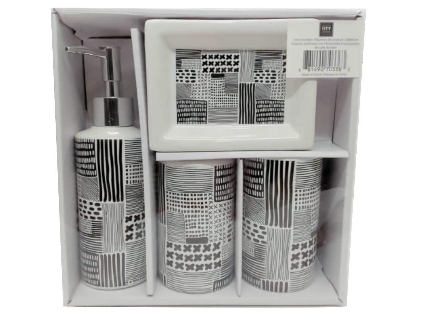 4 pc ceramic printed bathroom set - Brantford Surplus