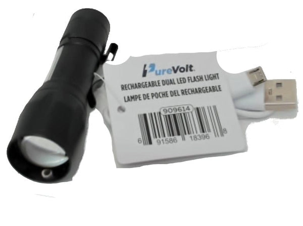 Flashlight Mini Rechargeable Dual LED w/Belt Clip Purevolt