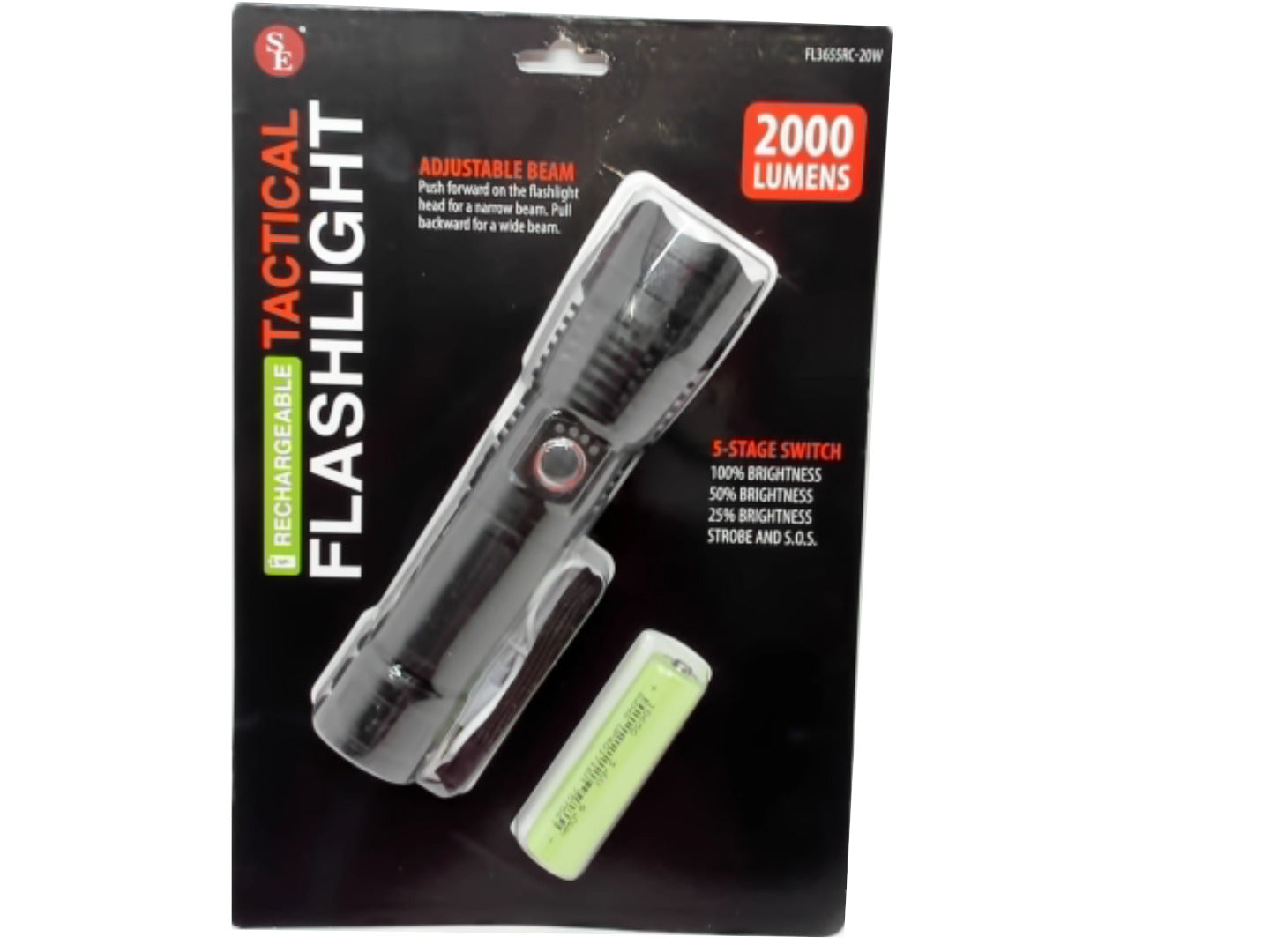 Tactical Flashlight 2000 Lumens Rechargeable - Brantford Surplus