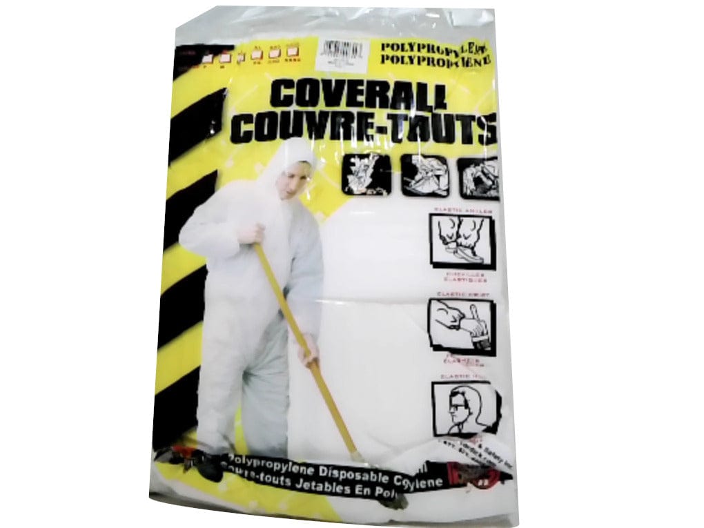 Disposable Coverall Polypropylene Large w/Hood - Brantford Surplus