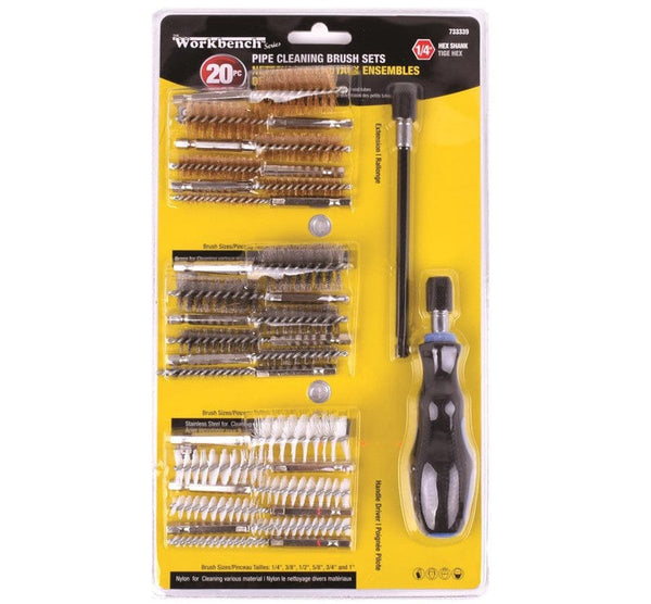 20PC Pipe Cleaning Brushes Kit Hex Shank 1/4 inch