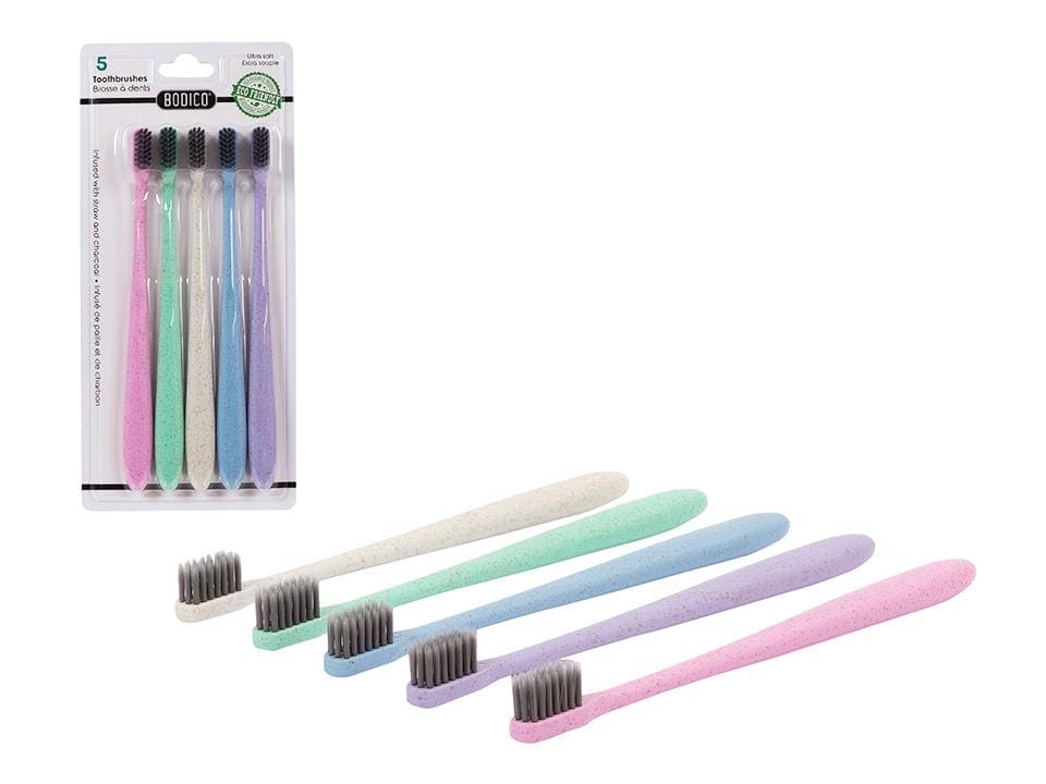 Bodico, 5pk Eco-Friendly Toothbrush ,ultra soft tapered, b/c - Brantford Surplus