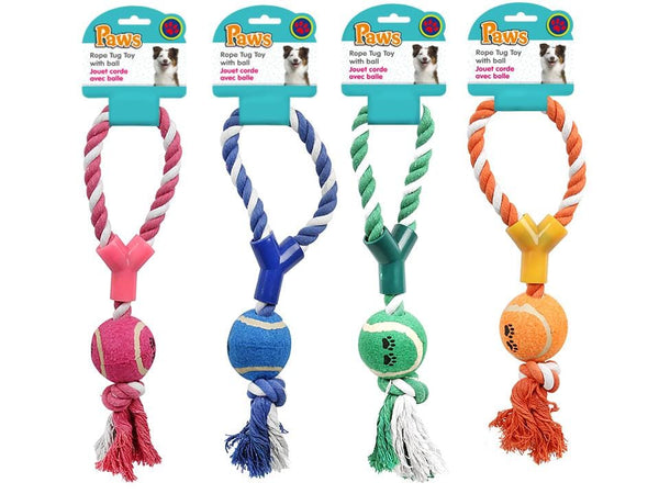PAWS. 12"" Rope Throw Toy w/Ball