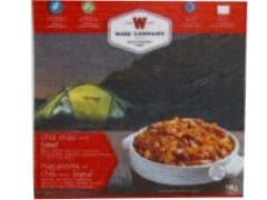 Wise company camping food - chili mac with beef 166g makes 2.5 servings - Brantford Surplus