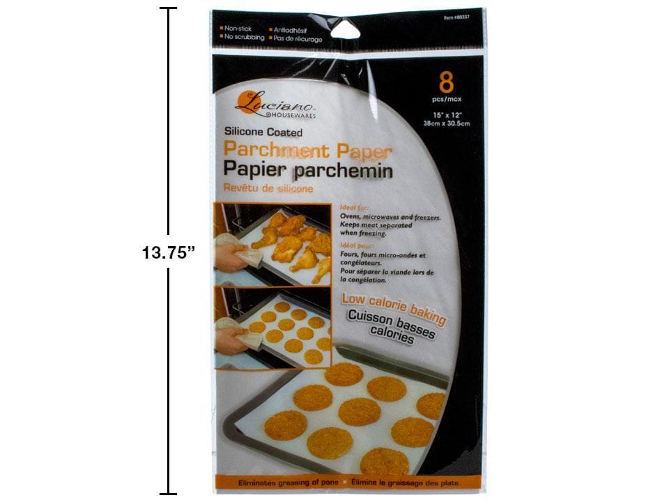 Luciano, 8-pc Parchment Paper, 15x 12",Silicone Coated,printed bag - Brantford Surplus