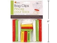 Bag clips 13 pcs Assorted sizes/colours