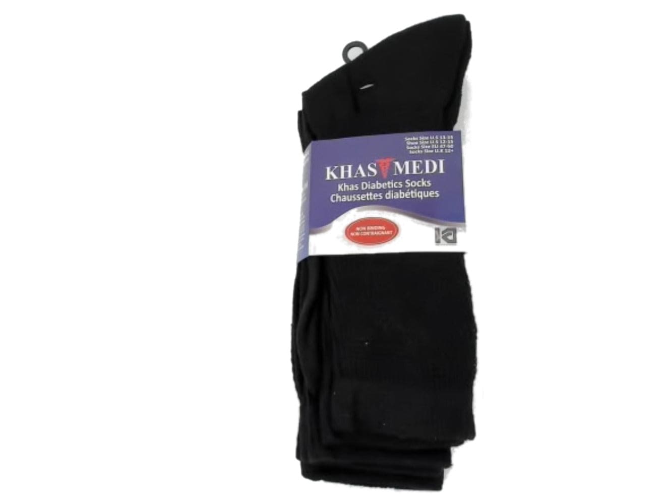 Socks Khas Diabetic Men's 3pk. Black Size 13-15 Khas Medi - Brantford Surplus