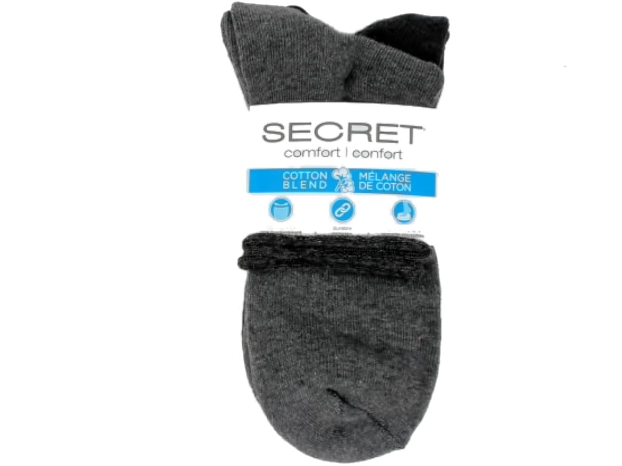 Socks Ladies Mid Crew 3pk. Grey/Black Secret Comfort - Brantford Surplus