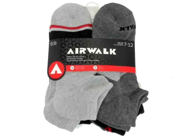 Socks Men's Low Cut 6pk. Grey Ass't Airwalk