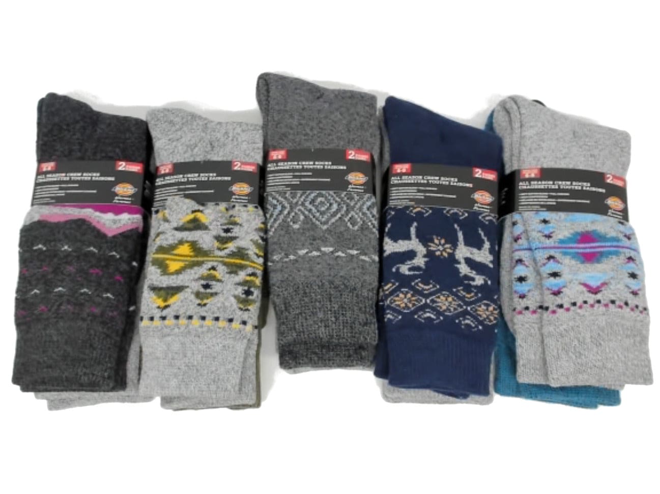 Socks Women's All Season Crew 2pk. Dickies Ass't(endcap) - Brantford Surplus