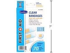 Bandages clear 70 pack 4 sizes first-aid bodico - Brantford Surplus