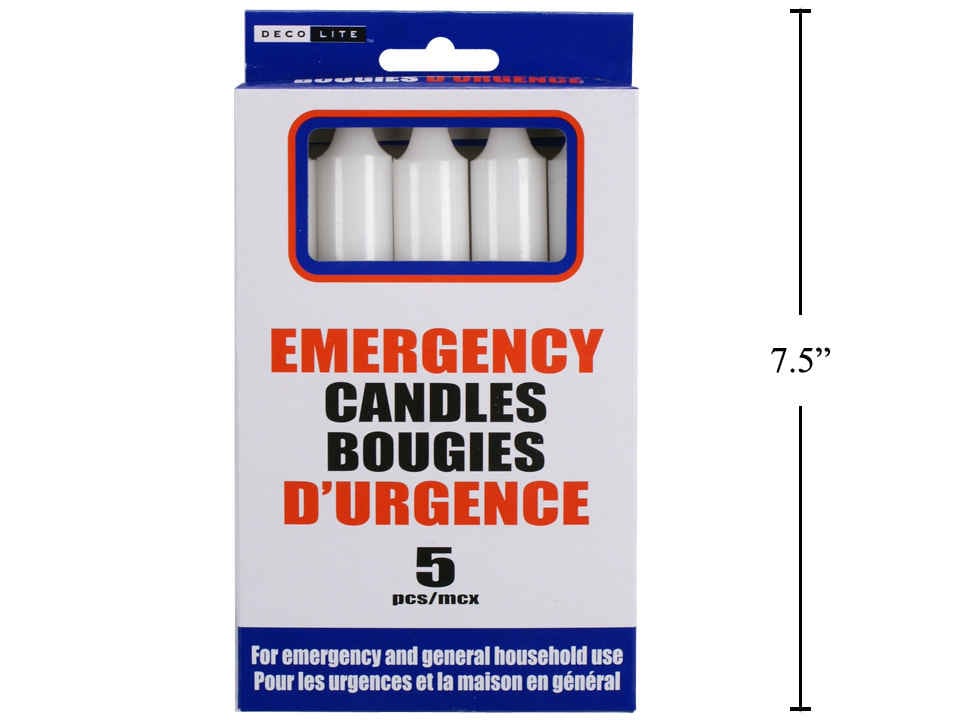 Emergency Candle Set colour box  6.5 inch 5 pc - Brantford Surplus