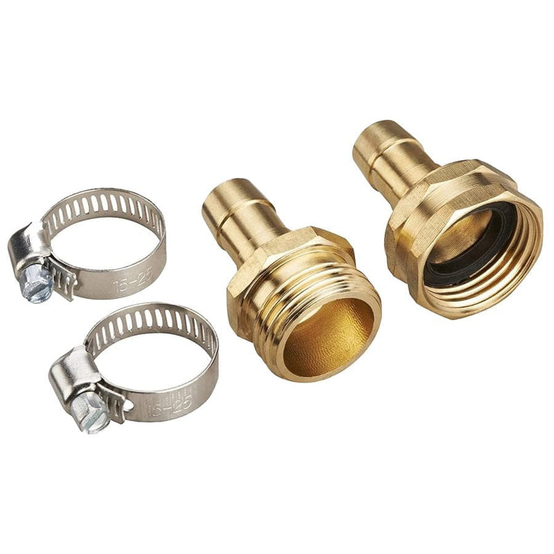 Brass Hose Repair Coupling Male & Female 1/2 inch with hose Clamps