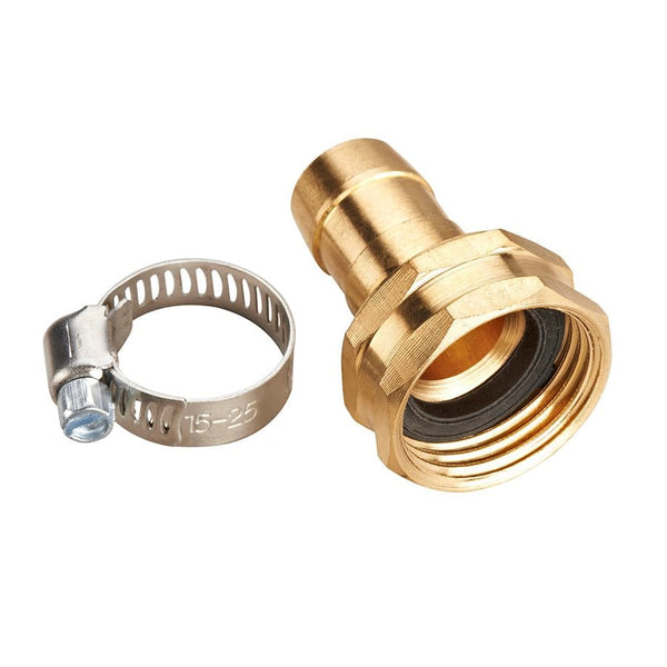Brass Hose Coupling Female 5/8 inch with hose Clamp