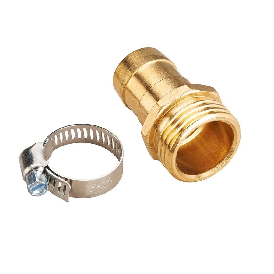 Brass Hose Repair Coupling Male 3/4 inch with hose Clamp - Brantford Surplus