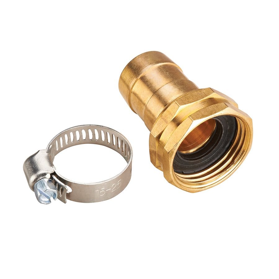 Brass Hose Repair Coupling Female 3/4 inch with hose Clamp - Brantford Surplus